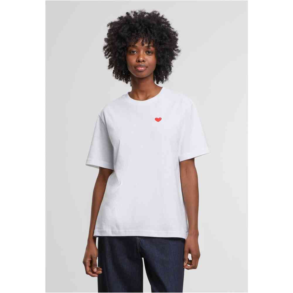 Miss Tee - Heart Shape EMB Dames T-shirt - Wit